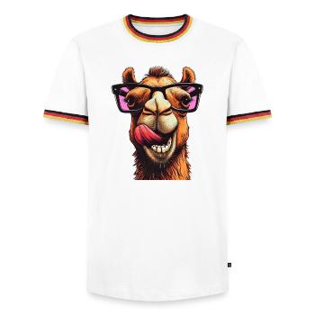 Chameau - T-shirt contrasté Homme - blanc/tricolore - Devant - AI Model Female 172 light (172cm) & AI Model Male 185 light (185cm)