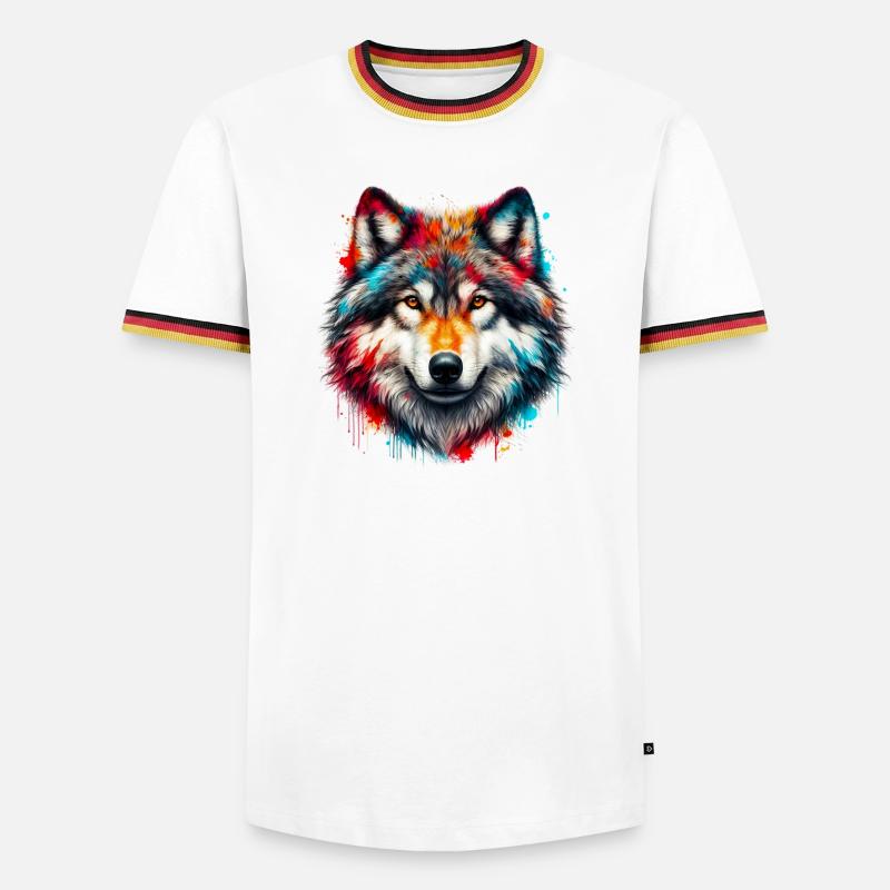 Wolf - Men's Ringer Shirt - white/tricolour