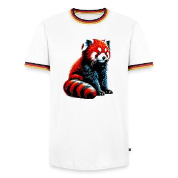 Petit panda - T-shirt contrasté Homme - blanc/tricolore - Devant - AI Model Female 172 light (172cm) & AI Model Male 185 light (185cm)