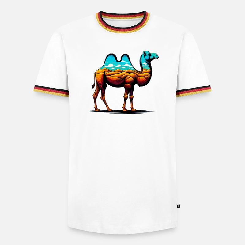 Kamel - Männer Kontrast-T-Shirt - Weiß/Dreifarbig