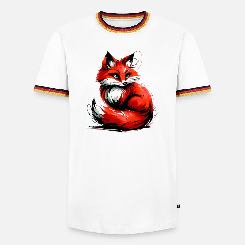 Fuchs - Männer Kontrast-T-Shirt - Weiß/Dreifarbig