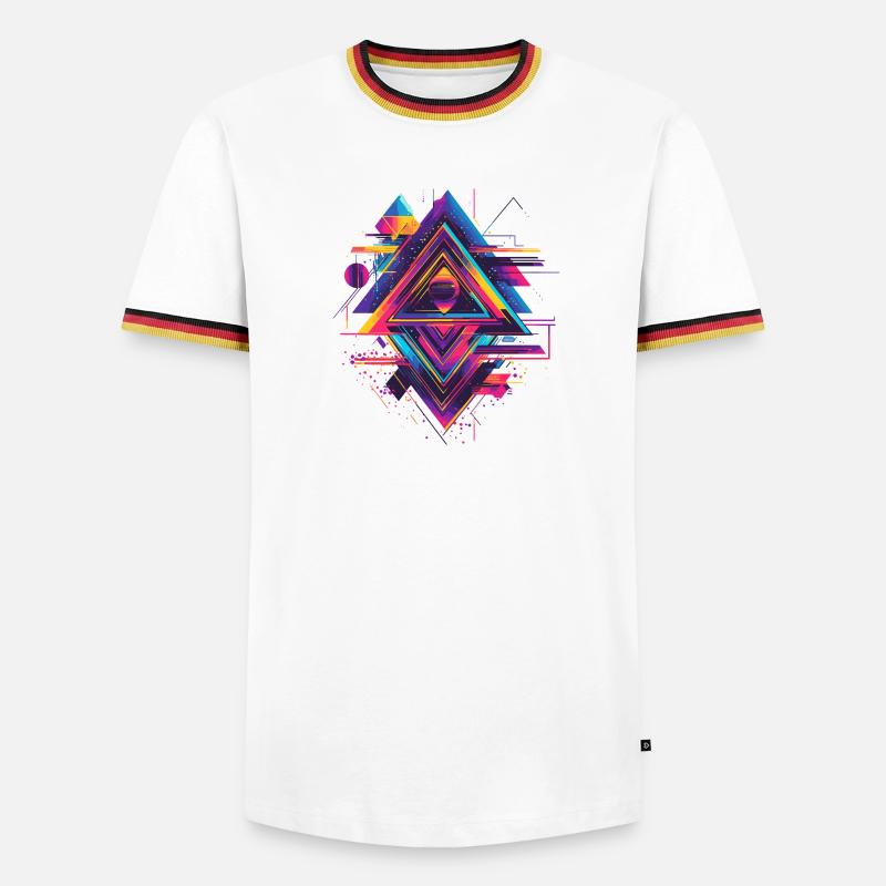 Futuristisches Psychedelisch Techno Trance 90s 80s - Männer Kontrast-T-Shirt - Weiß/Dreifarbig