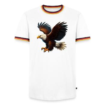 Adler - Männer Kontrast-T-Shirt - Weiß/Dreifarbig - Vorne - AI Model Female 172 light (172cm) & AI Model Male 185 light (185cm)
