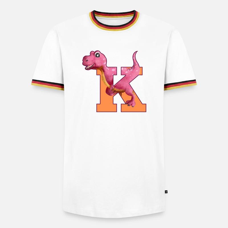 K - DINOSAUR, customizable - Men's Ringer Shirt - white/tricolour
