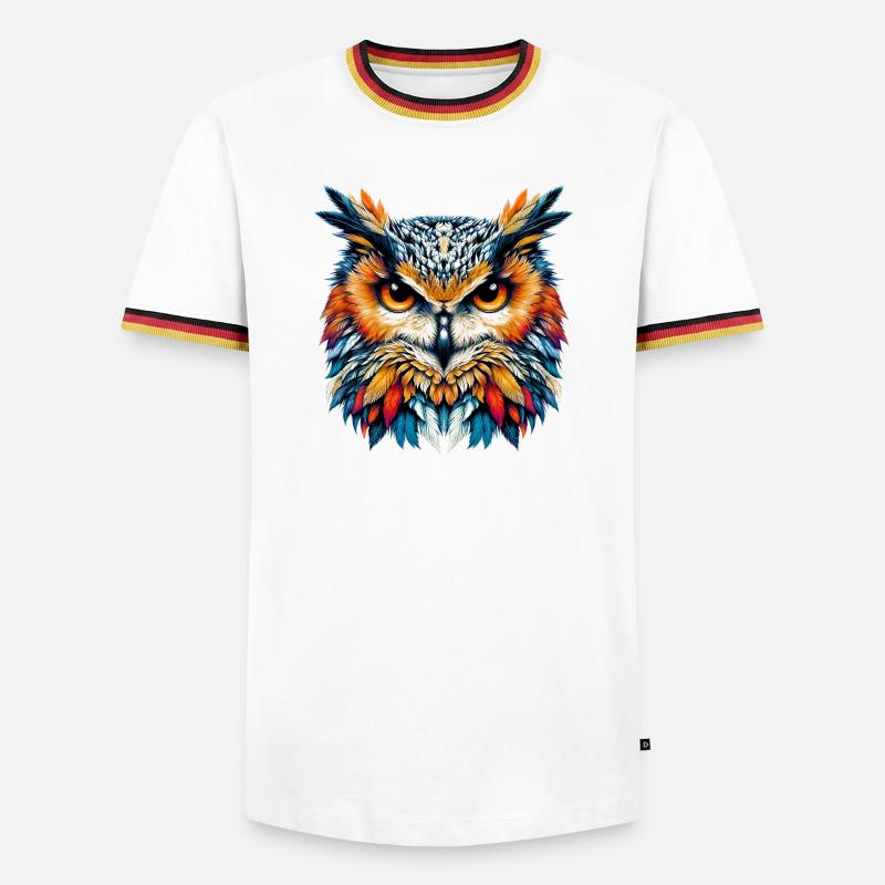 Eule - Männer Kontrast-T-Shirt - Weiß/Dreifarbig