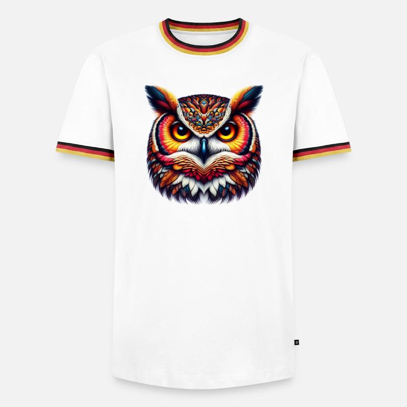 Eule - Männer Kontrast-T-Shirt - Weiß/Dreifarbig