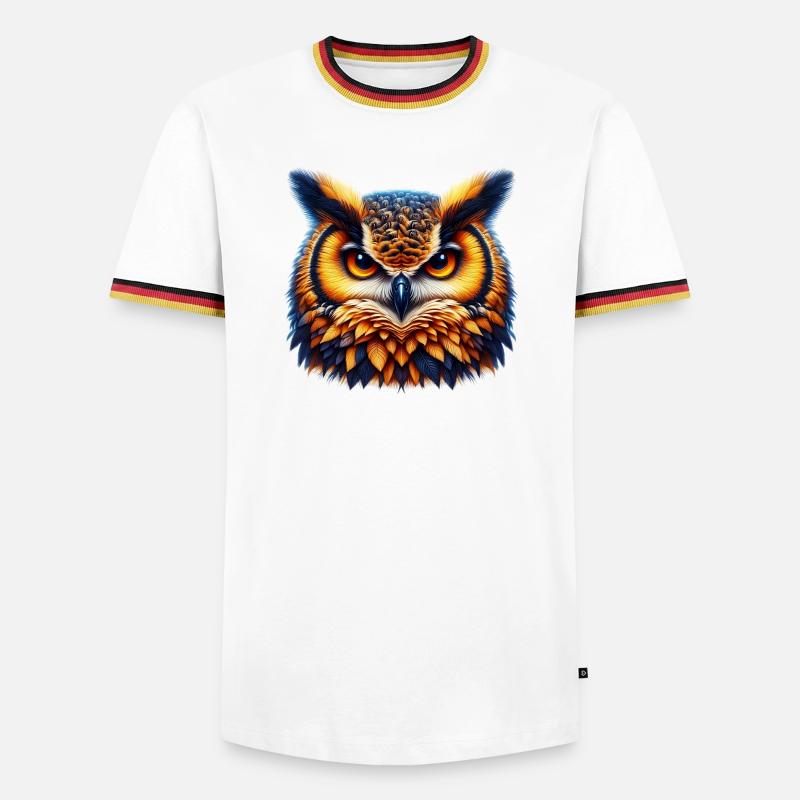 Eule - Männer Kontrast-T-Shirt - Weiß/Dreifarbig