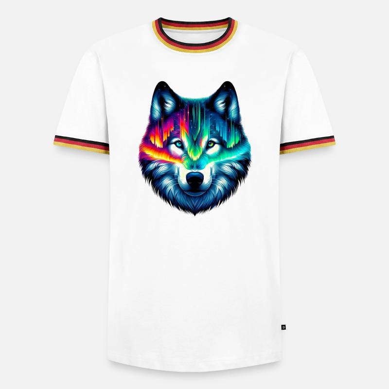 Wolf - Männer Kontrast-T-Shirt - Weiß/Dreifarbig