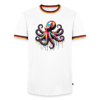 Krake - Männer Kontrast-T-Shirt - Weiß/Dreifarbig - Vorne - AI Model Female 172 light (172cm) & AI Model Male 185 light (185cm)
