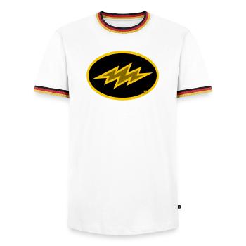 bolt - Men's Ringer Shirt - white/tricolour - Front - AI Model Female 172 light (172cm) & AI Model Male 185 light (185cm)