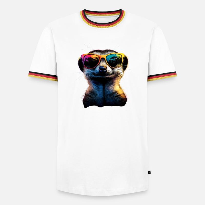 Erdmännchen Sonnenbrille Bunt Süßes Erdmännchen - Männer Kontrast-T-Shirt - Weiß/Dreifarbig
