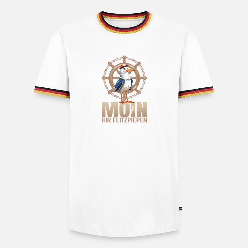 Moin ihr Flitzpiepen - Männer Kontrast-T-Shirt - Weiß/Dreifarbig