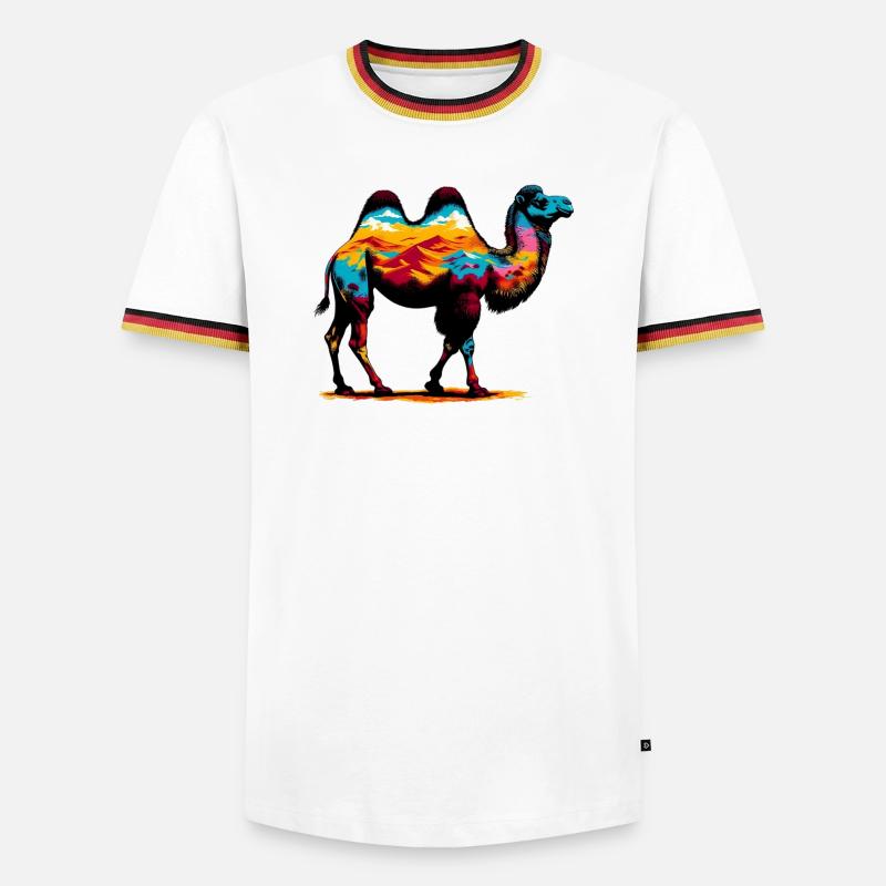 Kamel - Männer Kontrast-T-Shirt - Weiß/Dreifarbig
