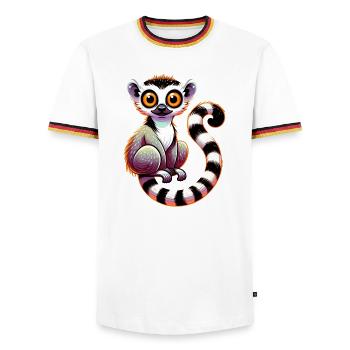 Lemur - Men's Ringer Shirt - white/tricolour - Front - AI Model Female 172 light (172cm) & AI Model Male 185 light (185cm)