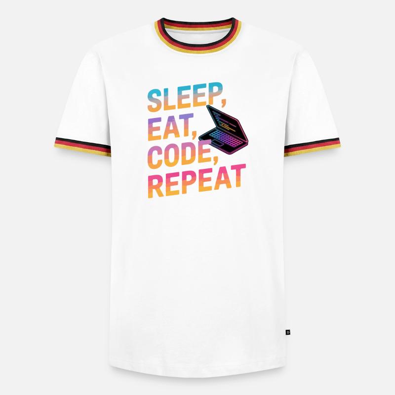 Sleep, Eat, Code, Repeat - Men's Ringer Shirt - white/tricolour