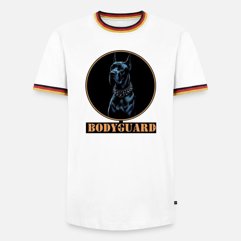 Great Dane with spiked chain - Men's Ringer Shirt - white/tricolour