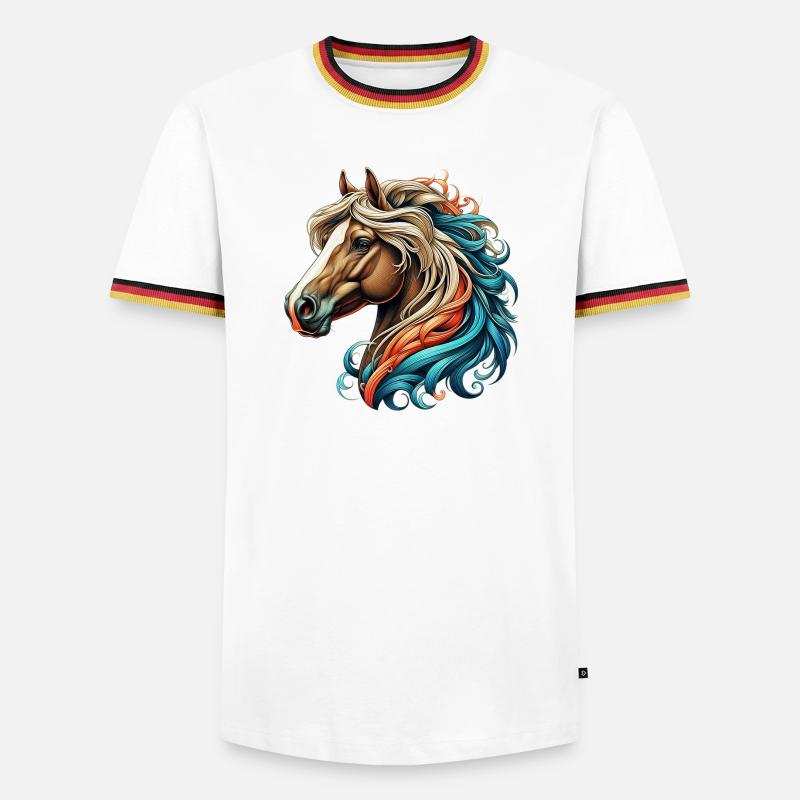 Pferd - Männer Kontrast-T-Shirt - Weiß/Dreifarbig