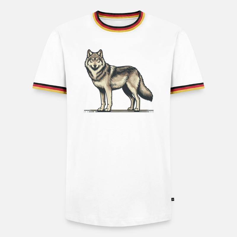 Wolf - Männer Kontrast-T-Shirt - Weiß/Dreifarbig