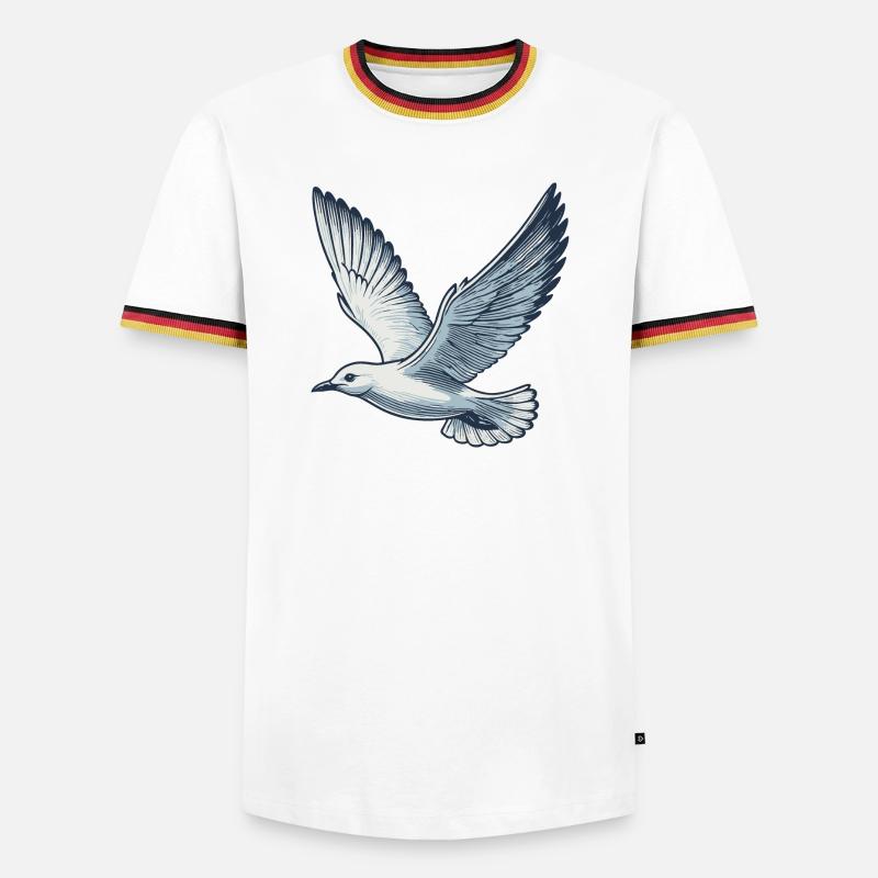 Möwe - Männer Kontrast-T-Shirt - Weiß/Dreifarbig