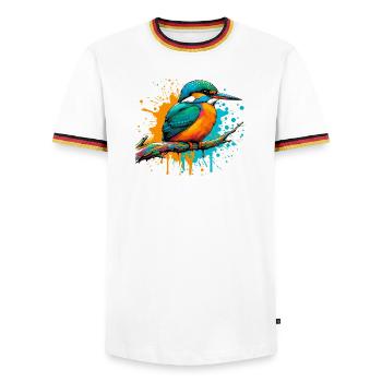 Martin-pêcheur - T-shirt contrasté Homme - blanc/tricolore - Devant - AI Model Female 172 light (172cm) & AI Model Male 185 light (185cm)