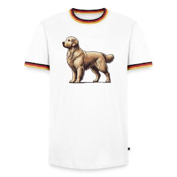 Golden Retriever - Männer Kontrast-T-Shirt - Weiß/Dreifarbig - Vorne - AI Model Female 172 light (172cm) & AI Model Male 185 light (185cm)