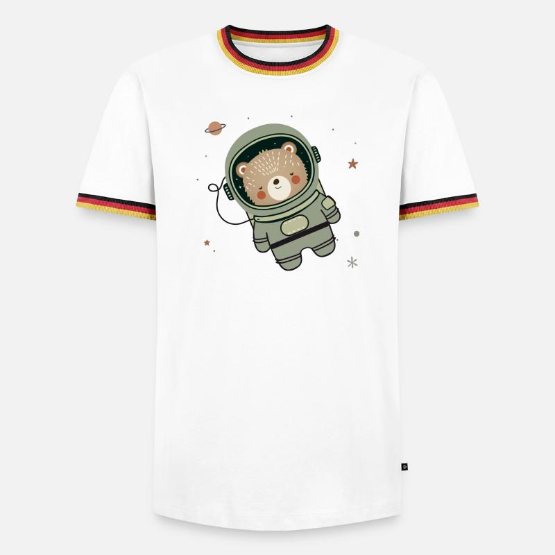 Cute Astronaut Bear in Space - Men's Ringer Shirt - white/tricolour
