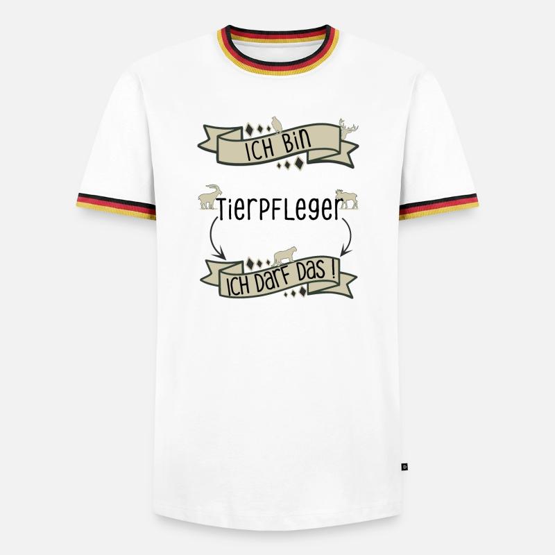 Lustiger Tierpfleger Spruch - ich darf das! - Männer Kontrast-T-Shirt - Weiß/Dreifarbig