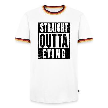 Eving, Ruhrgebiet, Ruhrpott, echter Evinger - Männer Kontrast-T-Shirt - Weiß/Dreifarbig - Vorne - AI Model Female 172 light (172cm) & AI Model Male 185 light (185cm)