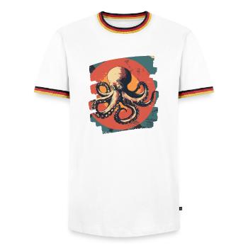 Octopus Octopus - Men's Ringer Shirt - white/tricolour - Front - AI Model Female 172 light (172cm) & AI Model Male 185 light (185cm)
