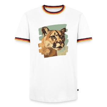 Lion de montagne Rétro - T-shirt contrasté Homme - blanc/tricolore - Devant - AI Model Female 172 light (172cm) & AI Model Male 185 light (185cm)