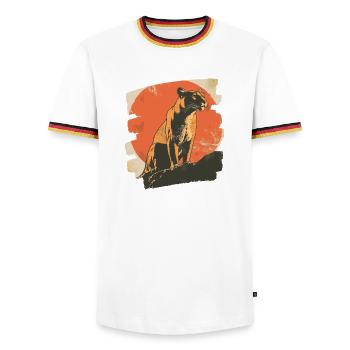 Lion de montagne Rétro - T-shirt contrasté Homme - blanc/tricolore - Devant - AI Model Female 172 light (172cm) & AI Model Male 185 light (185cm)