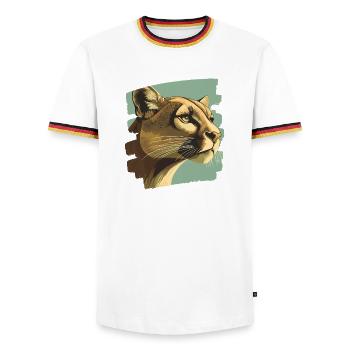 Lion de montagne Rétro - T-shirt contrasté Homme - blanc/tricolore - Devant - AI Model Female 172 light (172cm) & AI Model Male 185 light (185cm)