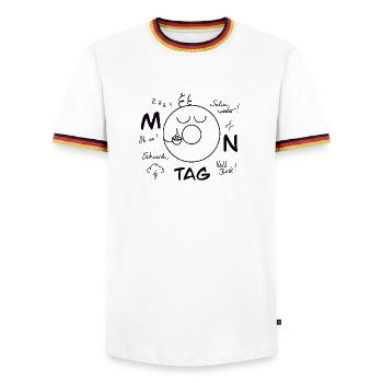 Monday Blues - Men's Ringer Shirt - white/tricolour - Front - AI Model Female 172 light (172cm) & AI Model Male 185 light (185cm)
