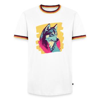 Husky - Men's Ringer Shirt - white/tricolour - Front - AI Model Female 172 light (172cm) & AI Model Male 185 light (185cm)
