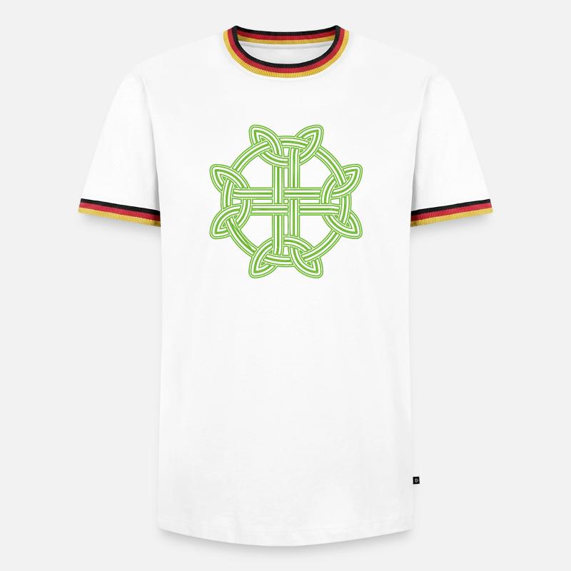 Celtic Cross Pattern Neon Green - Men's Ringer Shirt - white/tricolour