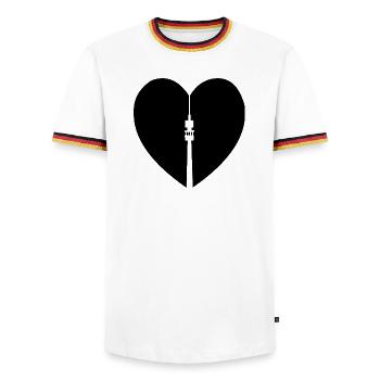 Dortmund mit herz Design , Ruhrgebiet, love DO - Men's Ringer Shirt - white/tricolour - Front - AI Model Female 172 light (172cm) & AI Model Male 185 light (185cm)