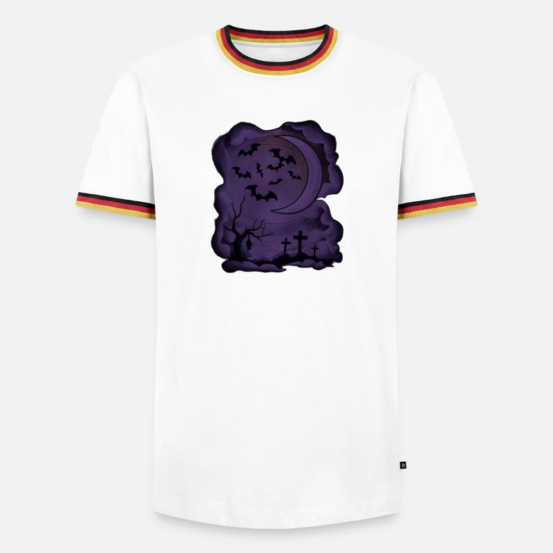 Fledermäuse, Mondsichel, Gräber, Bäume - Männer Kontrast-T-Shirt - Weiß/Dreifarbig