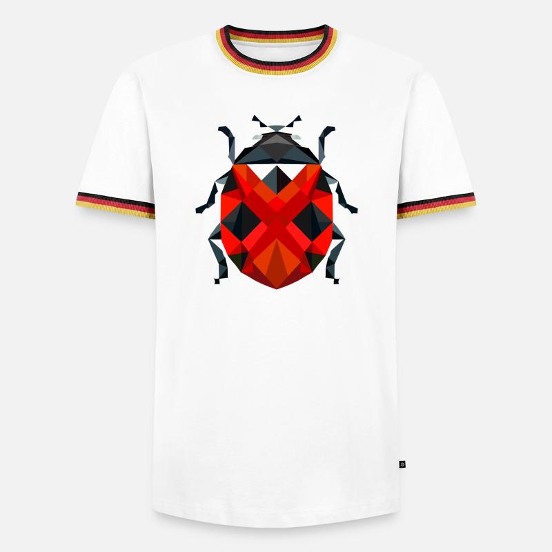Stylish Polygonal Ladybug Illustration - Men's Ringer Shirt - white/tricolour