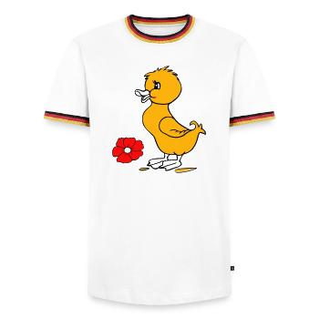 Poussins de Pâques Joyeuses Pâques - T-shirt contrasté Homme - blanc/tricolore - Devant - AI Model Female 172 light (172cm) & AI Model Male 185 light (185cm)