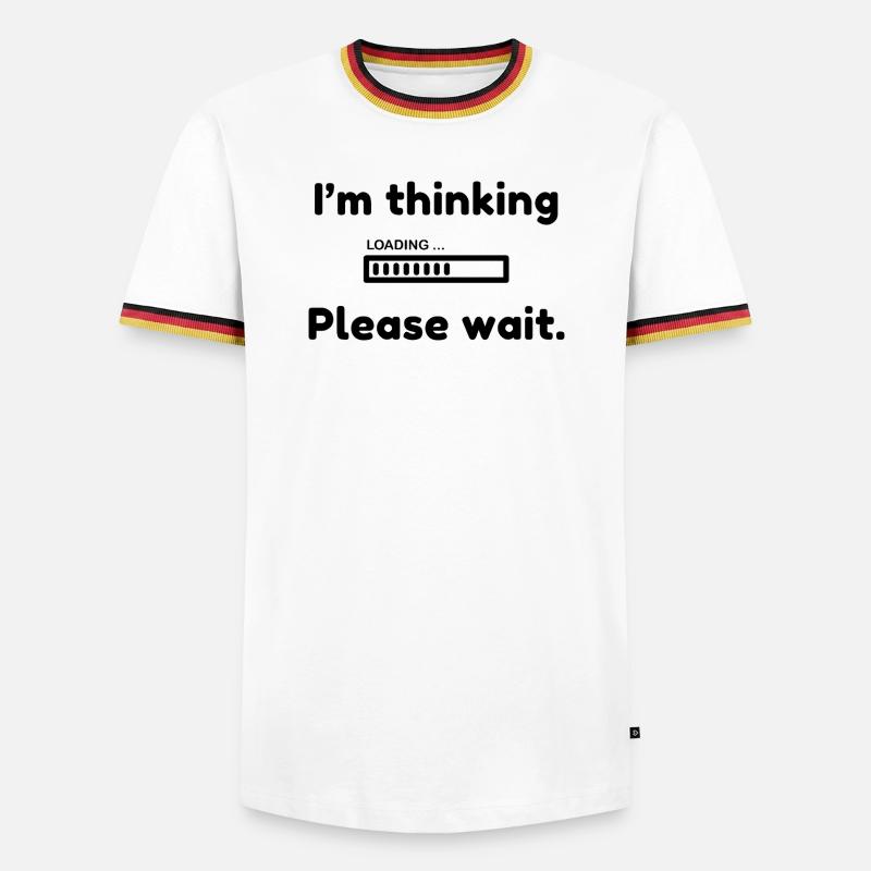 I'm thinking, please wait. - Männer Kontrast-T-Shirt - Weiß/Dreifarbig