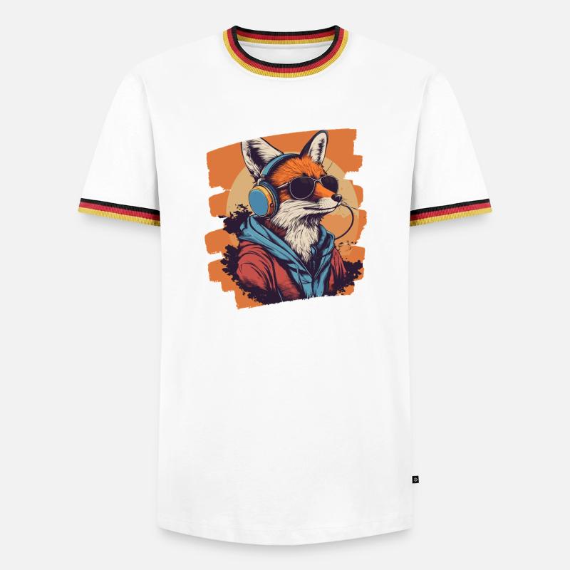 Fuchs Kopfhörer - Männer Kontrast-T-Shirt - Weiß/Dreifarbig