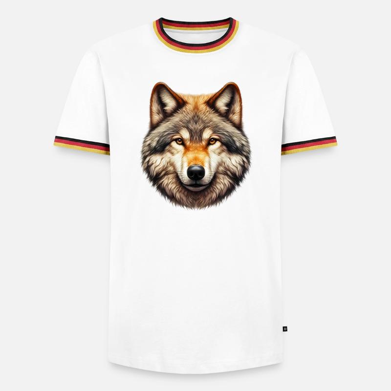 Wolf - Männer Kontrast-T-Shirt - Weiß/Dreifarbig