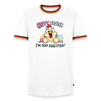 Joyeuses Pâques, je suis œuf - T-shirt contrasté Homme - blanc/tricolore - Devant - AI Model Female 172 light (172cm) & AI Model Male 185 light (185cm)