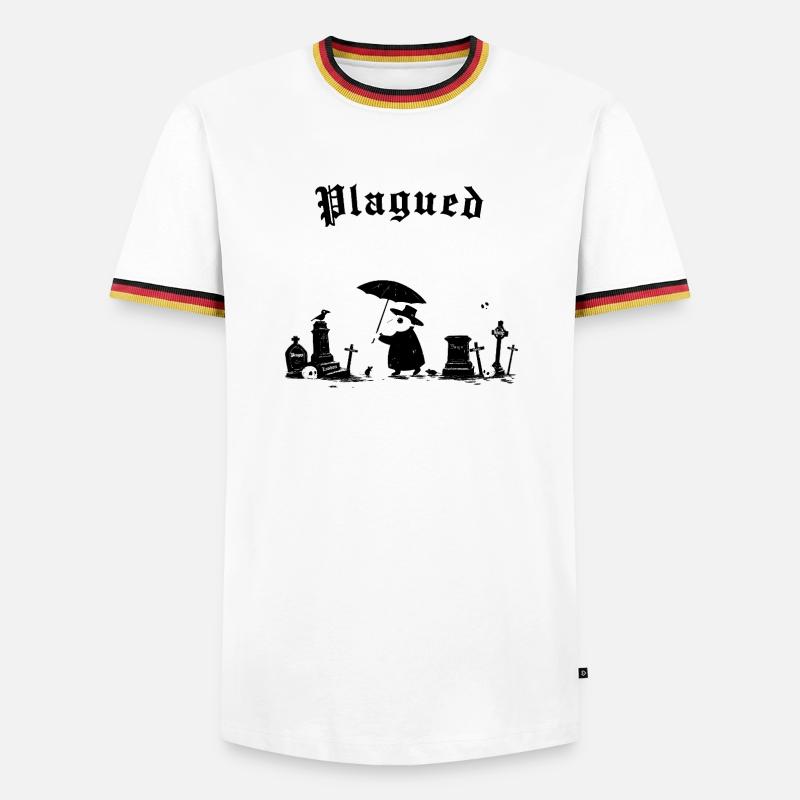 Plagued with problems - Männer Kontrast-T-Shirt - Weiß/Dreifarbig