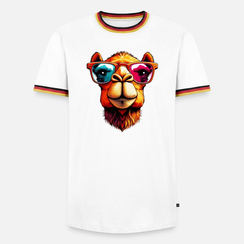 Kamel - Männer Kontrast-T-Shirt - Weiß/Dreifarbig