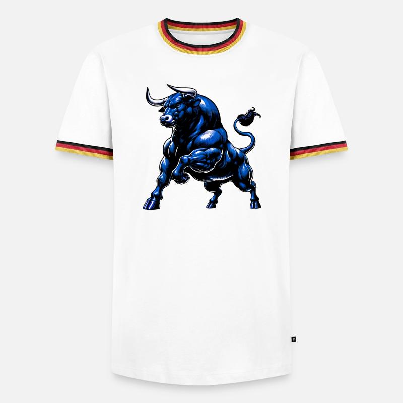 Stier - Männer Kontrast-T-Shirt - Weiß/Dreifarbig