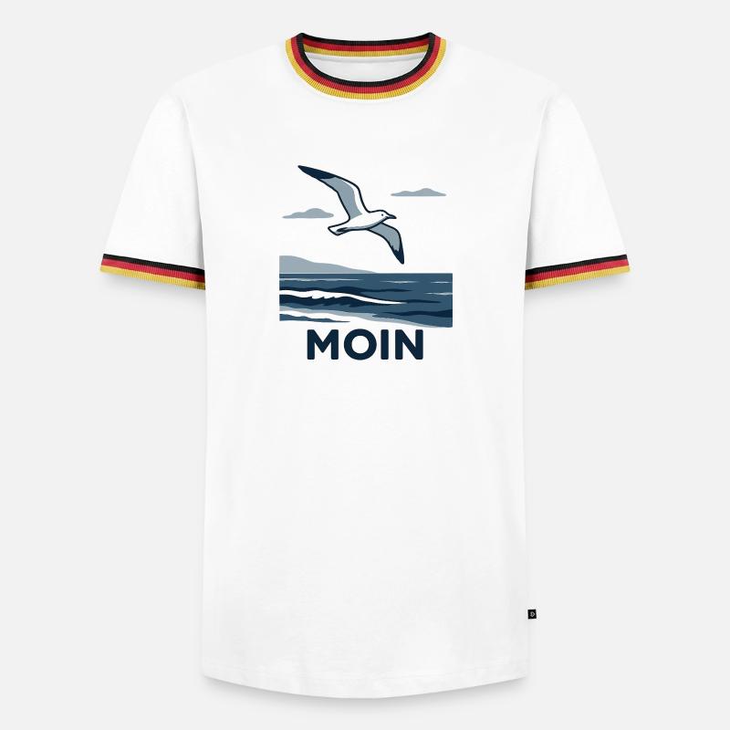 Moin Möwe - Männer Kontrast-T-Shirt - Weiß/Dreifarbig