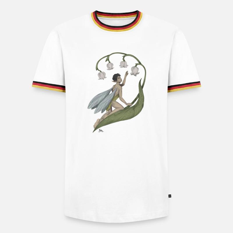 Pixie mit Maiglöckchen - Männer Kontrast-T-Shirt - Weiß/Dreifarbig