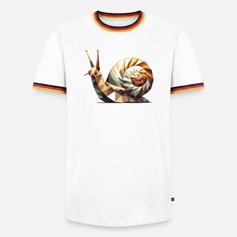 Geometric Snail – Stylized Low-Poly Art - Men's Ringer Shirt - white/tricolour