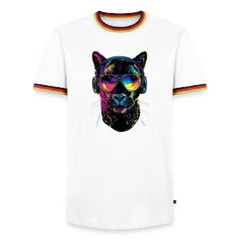 Panther Leopard Raubkatze Süße Großkatze Panter - Männer Kontrast-T-Shirt - Weiß/Dreifarbig - Vorne - AI Model Female 172 light (172cm) & AI Model Male 185 light (185cm)